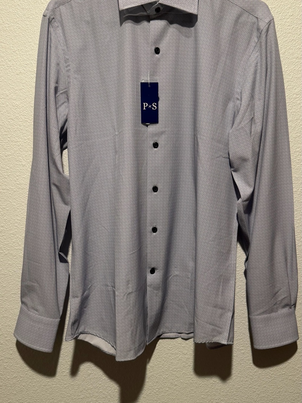 Propper Men's Light Gray, light purple/ blue Micro-Pattern Dress Shirt. M